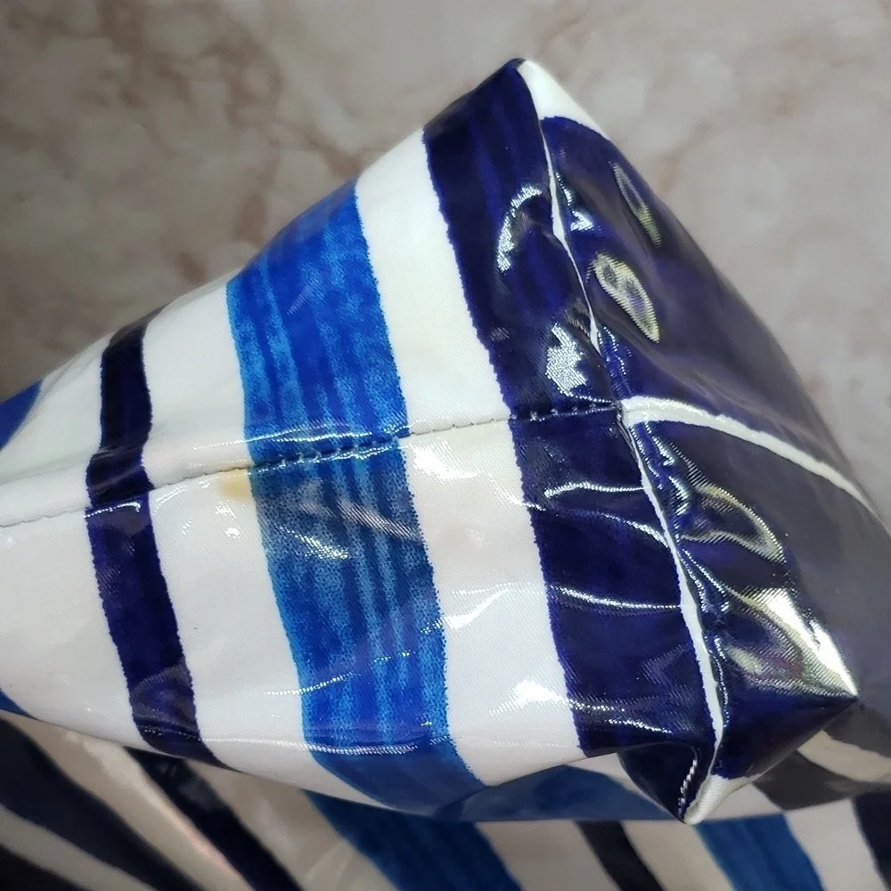 Kate Spade Blue Striped Plastic Tote Bag